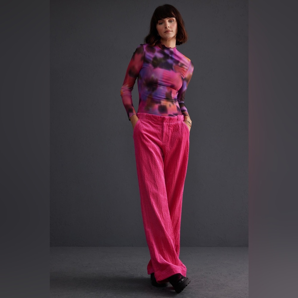 Anthropologie Bright Pink Wide Wale Corduroy Pants
